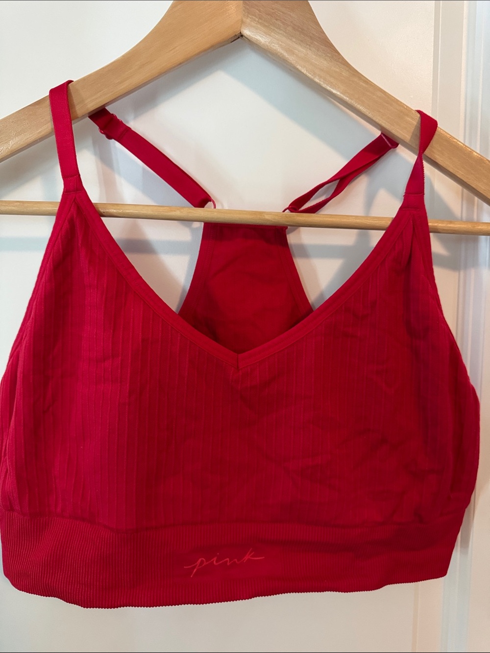 PINK Victoria's Secret Ribbed Seamless Bralette - Bright Red